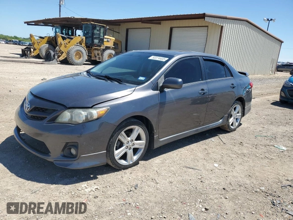 2013 Toyota Corolla L with VIN 5YFBU4EE9DP212254, listed as a Copart auction lot 53374405 with 107,413 mi miles and Salvage Title. Bid and sale history available at carsss.com. Image 1.