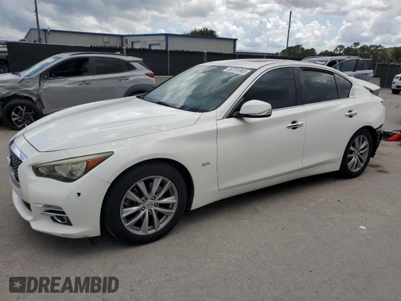 2017 Infiniti Q50 Premium with VIN JN1EV7AP7HM732368, listed as a Copart auction lot 59791965 with 127,699 mi miles and Salvage title. Bid and sale history available at DreamBid. Image 1.
