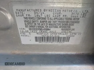 2014 Nissan Note SV with VIN 3N1CE2CP8EL433064, listed as a IAAI auction lot 41844712 with 139,359 mi miles and . Bid and sale history available at DreamBid. Image 9.