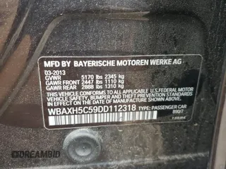 2013 BMW 5 Series 528i xDrive z VIN WBAXH5C59DD112318, wystawiony jako Copart lot #57650125 z przebiegiem 106 189 mil mil oraz Szkoda całkowita • Salvage title. Historia ofert i sprzedaży dostępna na DreamBid. Obrazek 12.
