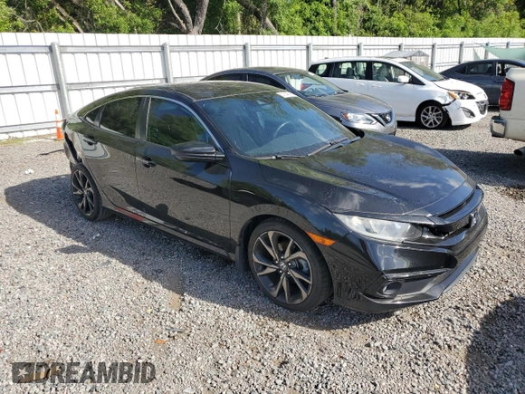 2019 Honda Civic Sport with VIN 2HGFC2F83KH596294, listed as a Copart auction lot 51658795 with 92,145 mi miles and Salvage title. Bid and sale history available at DreamBid. Image 4.