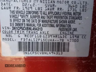2022 Nissan Kicks SV with VIN 3N1CP5CV8NL494313, listed as a Copart auction lot 46426025 with 93,180 mi miles and Salvage Title. Bid and sale history available at DreamBid. Image 15.