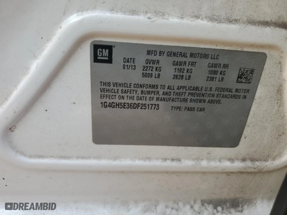 2013 Buick LaCrosse Premium 2 with VIN 1G4GH5E36DF251773, listed as a Copart auction lot 86794504 with 94,497 mi miles and Salvage Title. Bid and sale history available at carsss.com. Image 12.