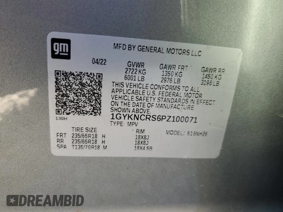 2023 Cadillac XT5 FWD Premium Luxury with VIN 1GYKNCRS6PZ100071, listed as a Copart auction lot 76248224 with 25,613 mi miles and Salvage Title. Bid and sale history available at carsss.com. Image 15.