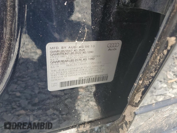 2011 Audi Q5 Prestige with VIN WA1WKAFP3BA004548, listed as a Copart auction lot 61276875 with 104,033 mi miles and Salvage title. Bid and sale history available at DreamBid. Image 14.
