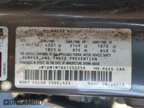 2016 Mazda 3 i Touring z VIN JM1BM1M78G1350359, wystawiony jako Copart lot #61402355 z przebiegiem 155 417 mil mil oraz Czysty tytuł • Clean title. Historia ofert i sprzedaży dostępna na DreamBid. Obrazek 12.