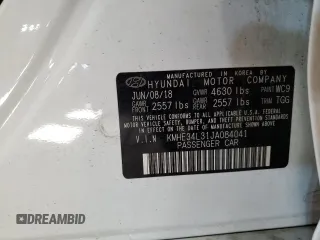 2018 Hyundai Sonata Hybrid Limited with VIN KMHE34L31JA084041, listed as a Copart auction lot 78978654 with 74,221 mi miles and Non Repairable. Bid and sale history available at carsss.com. Image 12.