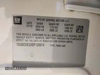 2013 Buick LaCrosse Leather с VIN 1G4GC5E33DF126874, выставлен на аукционе IAAI как лот 41967196 с пробегом 155 754 миль миль и . История ставок и продаж доступна на DreamBid. Изображение 9.