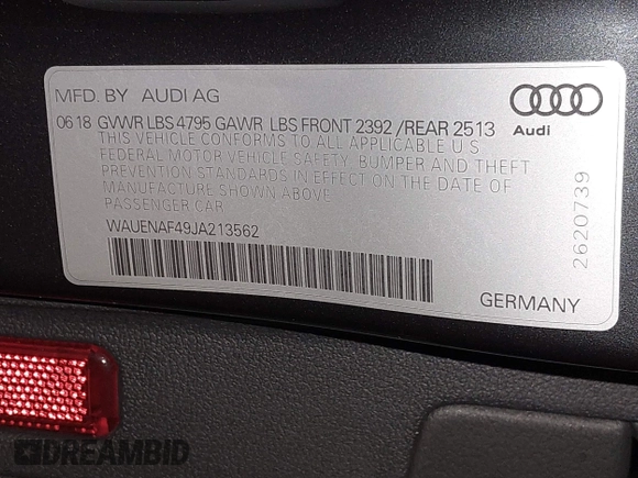 2018 Audi A4 Premium Plus с VIN WAUENAF49JA213562, выставлен на аукционе IAAI как лот 41984998 с пробегом 33 419 миль миль и . История ставок и продаж доступна на DreamBid. Изображение 9.