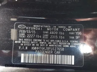2015 Hyundai Genesis Coupe 3.8L Base with VIN KMHHT6KJ8FU127658, listed as a IAAI auction lot 41821709 with 94,086 mi miles and . Bid and sale history available at DreamBid. Image 9.