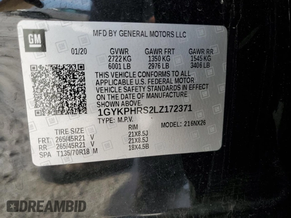 2020 Cadillac XT6 AWD Sport z VIN 1GYKPHRS2LZ172371, wystawiony jako Copart lot #84940074 z przebiegiem Nie podano mil oraz Szkoda całkowita • Salvage title. Historia ofert i sprzedaży dostępna na DreamBid. Obrazek 14.