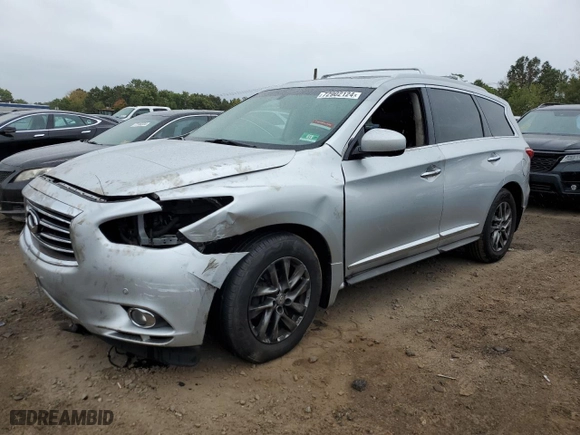 2013 Infiniti JX35 with VIN 5N1AL0MM3DC326903, listed as a Copart auction lot 72902124 with 213,631 mi miles and Salvage Title. Bid and sale history available at carsss.com. Image 1.
