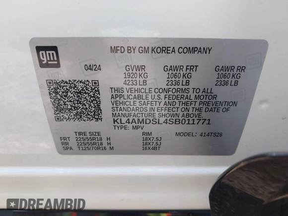 2025 Buick Encore GX Sport Touring с VIN KL4AMDSL4SB011771, выставлен на аукционе IAAI как лот 41718956 с пробегом 15 720 миль миль и . История ставок и продаж доступна на DreamBid. Изображение 9.