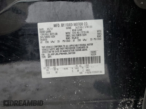 2017 Lincoln MKX Reserve with VIN 2LMPJ8LP8HBL38159, listed as a Copart auction lot 88976515 with 83,205 mi miles and Salvage title. Bid and sale history available at DreamBid. Image 13.