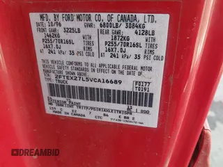 1997 Ford F-250 с VIN 2FTEX27L5VCA16689, выставлен на аукционе IAAI как лот 41582720 с пробегом 111 282 миль миль и . История ставок и продаж доступна на DreamBid. Изображение 9.