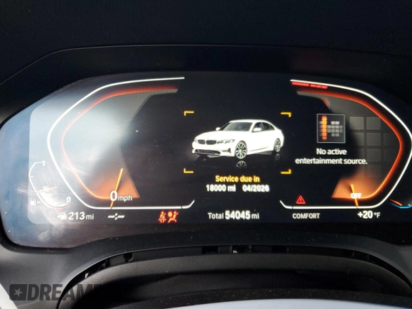 2019 BMW 3 Series 330i xDrive with VIN WBA5R7C59KAJ81119, listed as a Copart auction lot 46088685 with 54,045 mi miles and Salvage Title. Bid and sale history available at carsss.com. Image 9.