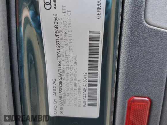 2018 Audi S4 Prestige with VIN WAUC4AF42JA168412, listed as a Copart auction lot 55897054 with 147,995 mi miles and Salvage Title. Bid and sale history available at carsss.com. Image 14.