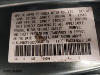 2008 Honda Accord Sdn EX-L with VIN JHMCP26828C046925, listed as a IAAI auction lot 41736541 with 199,602 mi miles. Bid and sale history available at carsss.com. Image 9.