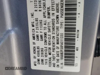 2015 Acura TLX Technology with VIN 19UUB2F5XFA011330, listed as a Copart auction lot 54737135 with 96,164 mi miles and Salvage title. Bid and sale history available at DreamBid. Image 12.