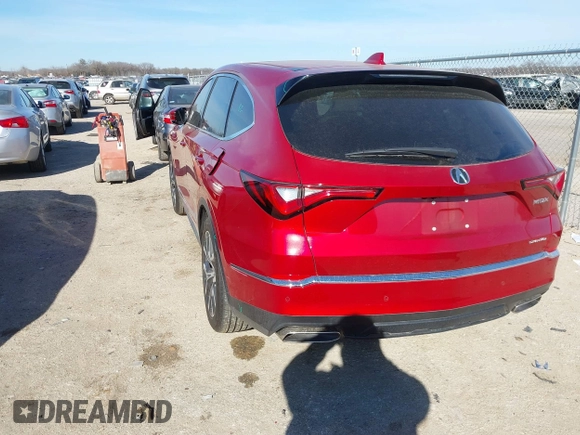 2023 Acura MDX w/Technology Package with VIN 5J8YE1H43PL041461, listed as a IAAI auction lot 41347974 with 9,281 mi miles. Bid and sale history available at carsss.com. Image 3.