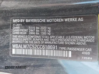 2012 BMW 6 Series 640i z VIN WBALW7C52CC618691, wystawiony jako IAAI lot #41305802 z przebiegiem Nie podano mil oraz . Historia ofert i sprzedaży dostępna na DreamBid. Obrazek 9.