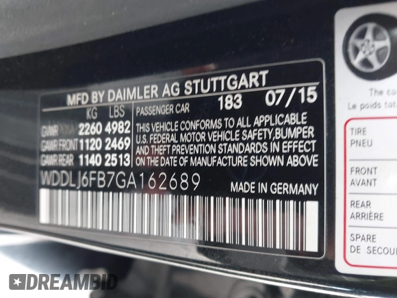 2016 Mercedes-Benz CLS 400 with VIN WDDLJ6FB7GA162689, listed as a IAAI auction lot 41552389 with 90,380 mi miles and . Bid and sale history available at DreamBid. Image 9.