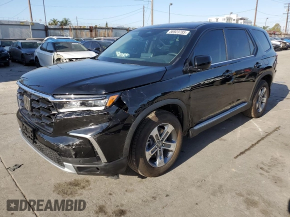 2025 Honda Pilot EX-L z VIN 5FNYG1H4XSB104401, wystawiony jako Copart lot #56923785 z przebiegiem 1 241 mil mil oraz Szkoda całkowita • Salvage title. Historia ofert i sprzedaży dostępna na DreamBid. Obrazek 1.