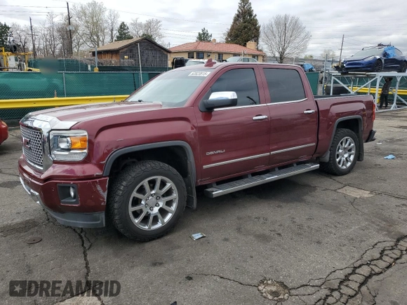 2015 GMC Sierra 1500 Denali with VIN 3GTU2WEC0FG109273, listed as a Copart auction lot 52823815 with 102,079 mi miles and Salvage Title. Bid and sale history available at carsss.com. Image 1.