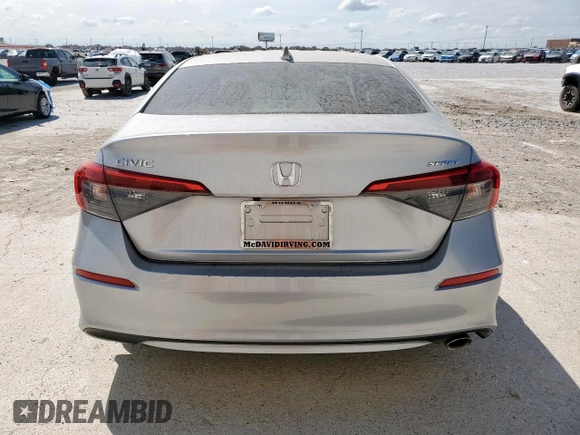 2024 Honda Civic Sedan Sport with VIN 2HGFE2F52RH576581, listed as a Copart auction lot 50894345 with 7,495 mi miles and Salvage Title. Bid and sale history available at carsss.com. Image 6.
