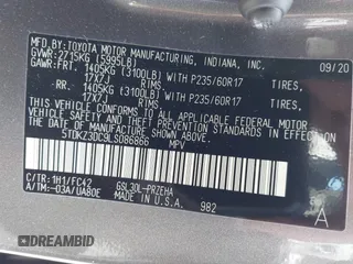 2020 Toyota Sienna LE Auto Access Seat with VIN 5TDKZ3DC9LS086866, listed as a IAAI auction lot 42353682 with 60,951 mi miles and . Bid and sale history available at DreamBid. Image 9.