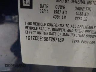 2011 Chevrolet Malibu 1LT with VIN 1G1ZC5E13BF297139, listed as a IAAI auction lot 42114239 with 152,064 mi miles and . Bid and sale history available at DreamBid. Image 9.