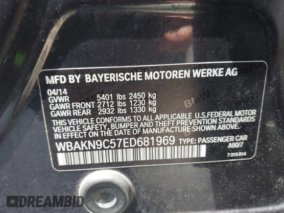 2014 BMW 5 Series 550i z VIN WBAKN9C57ED681969, wystawiony jako IAAI lot #42161728 z przebiegiem 88 077 mil mil oraz . Historia ofert i sprzedaży dostępna na DreamBid. Obrazek 9.
