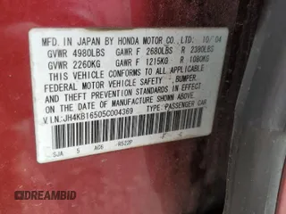2005 Acura RL with VIN JH4KB16505C004369, listed as a Copart auction lot 48157135 with 246,991 mi miles and Salvage Title. Bid and sale history available at carsss.com. Image 12.