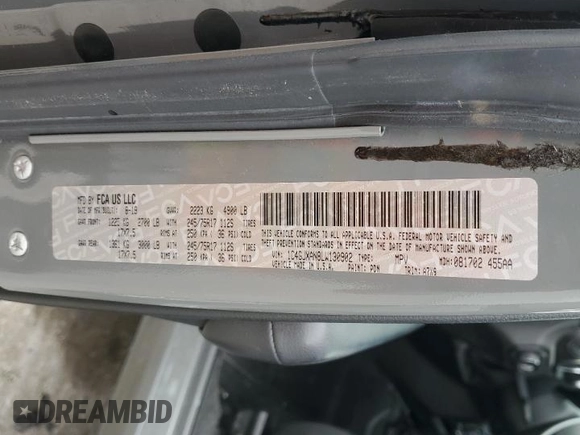2020 Jeep Wrangler Sport S with VIN 1C4GJXAN8LW130902, listed as a Copart auction lot 53891425 with 64,858 mi miles and Salvage title. Bid and sale history available at DreamBid. Image 12.