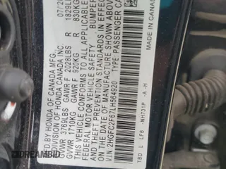 2020 Honda Civic LX with VIN 2HGFC2F67LH564920, listed as a Copart auction lot 51044585 with 42,003 mi miles and Salvage Title. Bid and sale history available at DreamBid. Image 14.