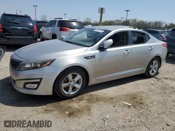 2015 Kia Optima LX with VIN 5XXGM4A77FG474072, listed as a Copart auction lot 53845125 with 130,356 mi miles and Salvage Title. Bid and sale history available at DreamBid. Image 1.