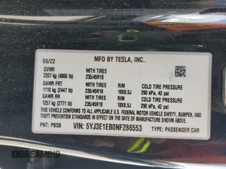 2022 Tesla Model 3 Long Range with VIN 5YJ3E1EB0NF286553, listed as a Copart auction lot 54076395 with 95,353 mi miles and Clean Title. Bid and sale history available at carsss.com. Image 12.