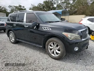 2011 Infiniti QX56 7-passenger with VIN JN8AZ2NF9B9504083, listed as a Copart auction lot 75199764 with 128,794 mi miles and Salvage Title. Bid and sale history available at carsss.com. Image 4.