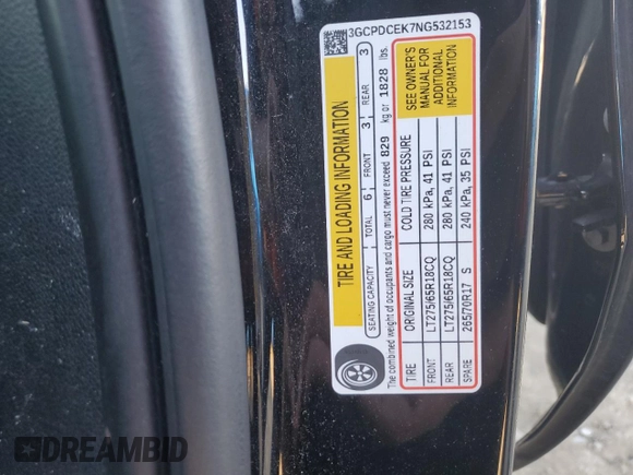 2022 Chevrolet Silverado 1500 Custom Trail Boss with VIN 3GCPDCEK7NG532153, listed as a Copart auction lot 78798674 with 92,103 mi miles and Salvage Title. Bid and sale history available at DreamBid. Image 12.