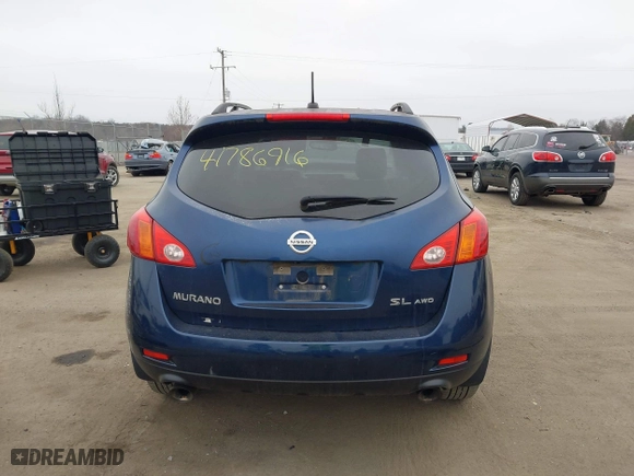 2009 Nissan Murano SL with VIN JN8AZ18W79W160626, listed as a IAAI auction lot 41786916 with 211,448 mi miles. Bid and sale history available at carsss.com. Image 17.