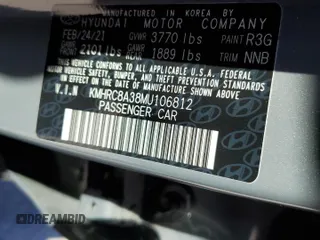 2021 Hyundai Venue SEL with VIN KMHRC8A38MU106812, listed as a Copart auction lot 47379205 with 71,825 mi miles and Salvage Title. Bid and sale history available at carsss.com. Image 13.