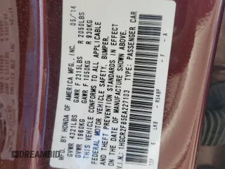 2014 Honda Accord Sedan EX-L with VIN 1HGCR2F85EA227103, listed as a Copart auction lot 46752845 with 68,754 mi miles and Salvage Title. Bid and sale history available at carsss.com. Image 14.