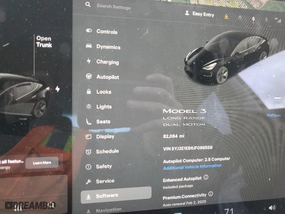 2018 Tesla Model 3 Long Range Battery with VIN 5YJ3E1EB6JF086559, listed as a Copart auction lot 43235425 with 82,064 mi miles and Salvage Title. Bid and sale history available at carsss.com. Image 9.