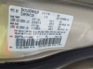 2002 Dodge Caravan EX with VIN 2B8GP74L42R790382, listed as a IAAI auction lot 41364303 with 136,569 mi miles. Bid and sale history available at carsss.com. Image 9.