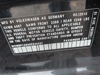 2014 Volkswagen CC Sport with VIN WVWBP7AN4EE534247, listed as a IAAI auction lot 41542076 with 119,199 mi miles and . Bid and sale history available at DreamBid. Image 9.