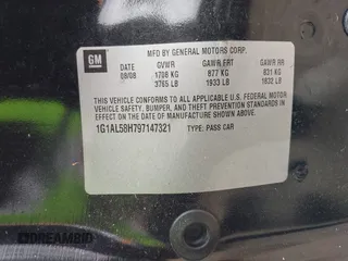 2009 Chevrolet Cobalt z VIN 1G1AL58H797147321, wystawiony jako IAAI lot #42097990 z przebiegiem 193 879 mil mil oraz . Historia ofert i sprzedaży dostępna na DreamBid. Obrazek 9.
