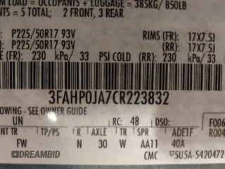 2012 Ford Fusion SEL with VIN 3FAHP0JA7CR223832, listed as a IAAI auction lot 41737269 with 90,004 mi miles. Bid and sale history available at carsss.com. Image 9.