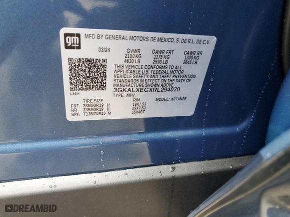 2024 GMC Terrain Denali with VIN 3GKALXEGXRL294070, listed as a Copart auction lot 57816284 with 216 mi miles and Salvage Title. Bid and sale history available at carsss.com. Image 13.