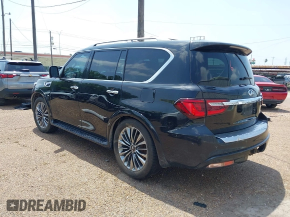 2019 Infiniti QX80 LUXE with VIN JN8AZ2NE2K9229471, listed as a IAAI auction lot 41927848 with Not Provided miles. Bid and sale history available at carsss.com. Image 3.