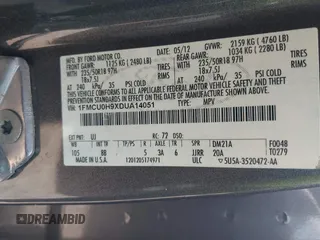 2013 Ford Escape SEL with VIN 1FMCU0H9XDUA14051, listed as a IAAI auction lot 42171703 with 193,988 mi miles. Bid and sale history available at carsss.com. Image 9.